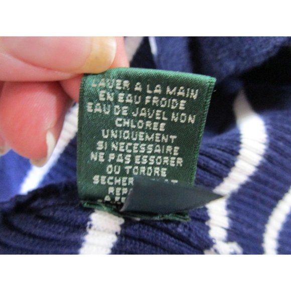 Lauren Ralph Lauren Navy White Stripe V Neck Button Up Cardigan Ladies S/P EUC - Picture 16 of 16